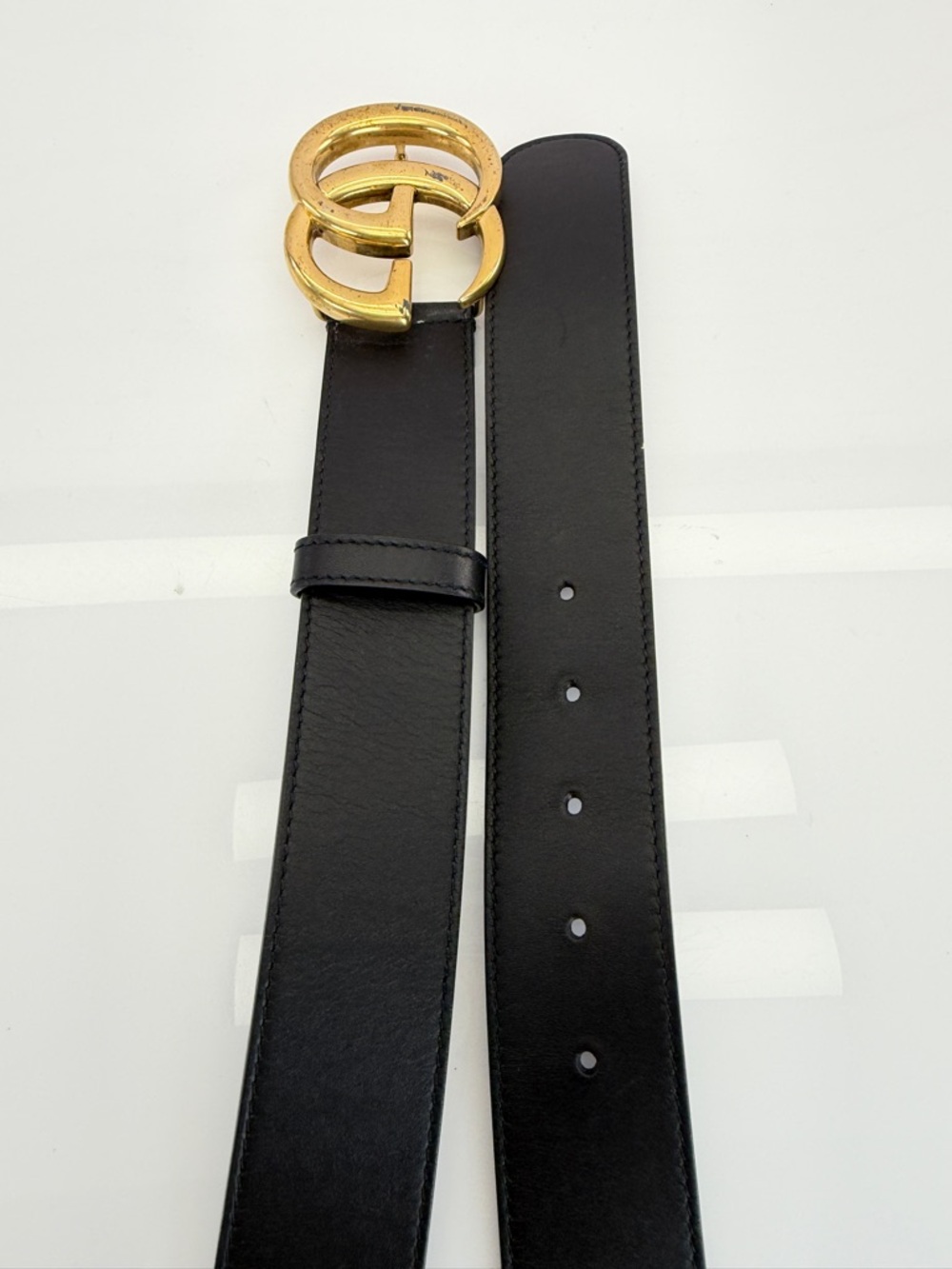 Gucci 2015 Re Edition Wide Leather Belt Gg Double Marmont Black 400593 100/40 - Picture 8 of 11